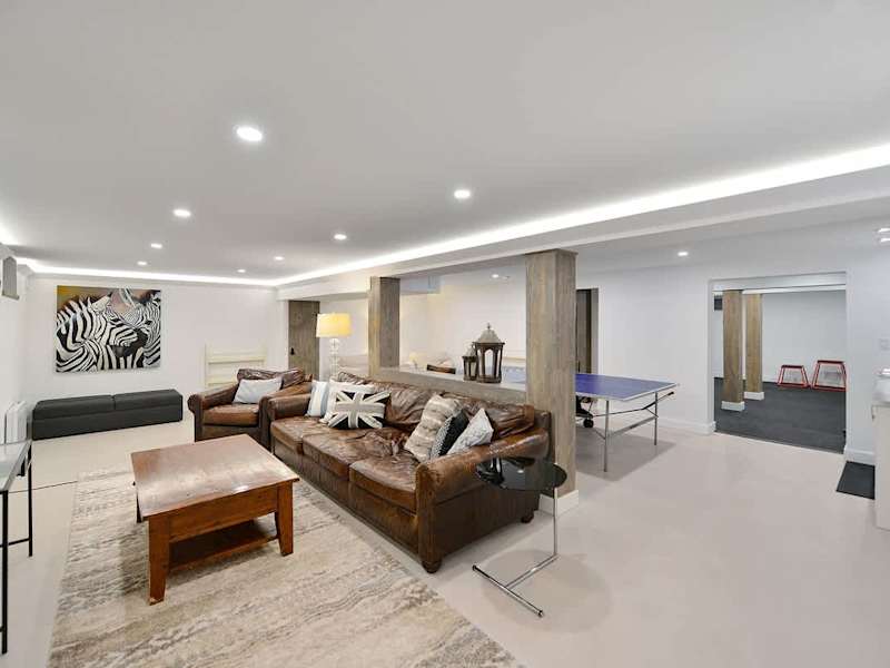 Lower level family room for family fun.