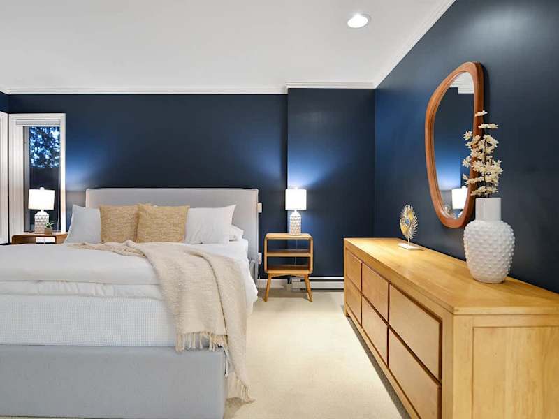 Master bedroom with king bed.