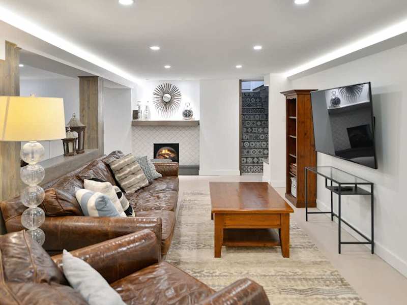 Lower level family room for family fun.