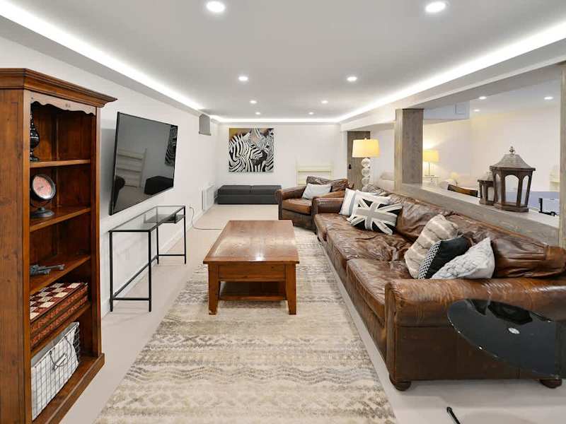Lower level family room for family fun.