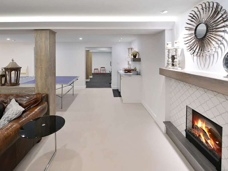 Lower level family room for family fun.