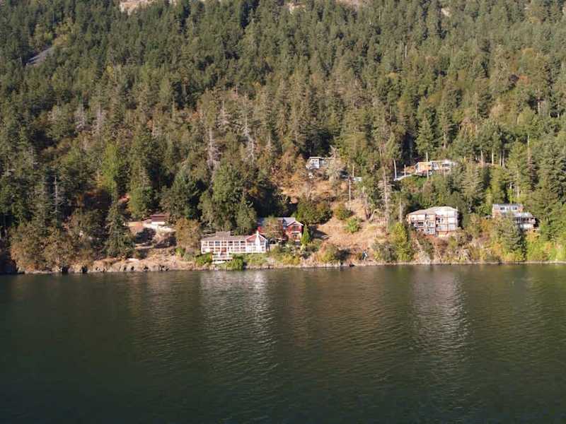 Flyover view of the tree house suites property.