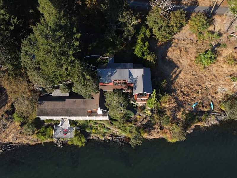 Sky view of the Tree House Suites Cowichan Bay.