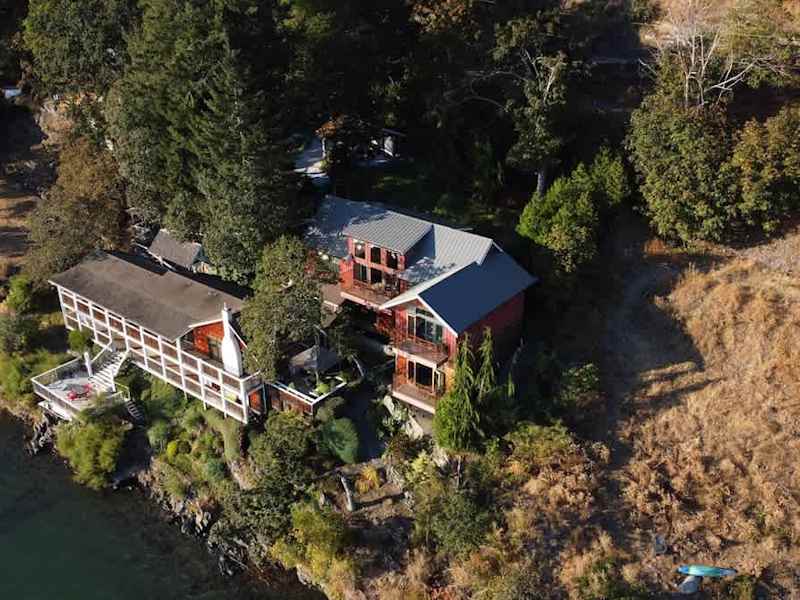 Sky view of the Tree House Suites Cowichan Bay.