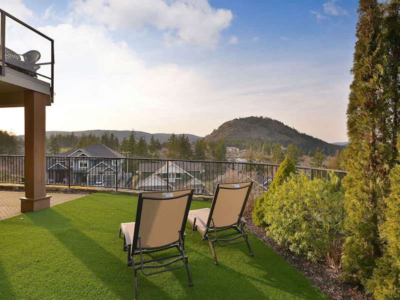 Incredible west facing views of Mount Finlayson and the Bear Mountain Resort.
