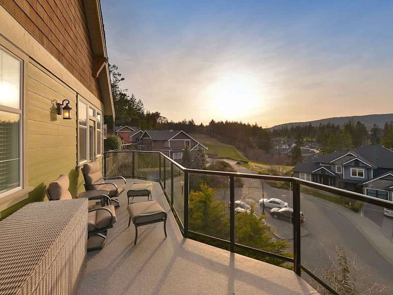 Main level decks with amazing views of the Bear Mountain Resort and Mount Finlayson.