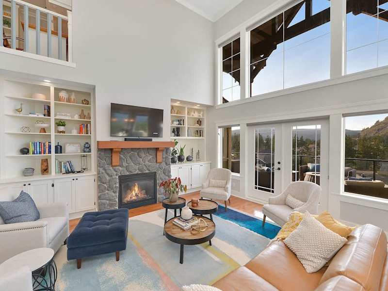 Open plan living room with spectacular views on the main floor.