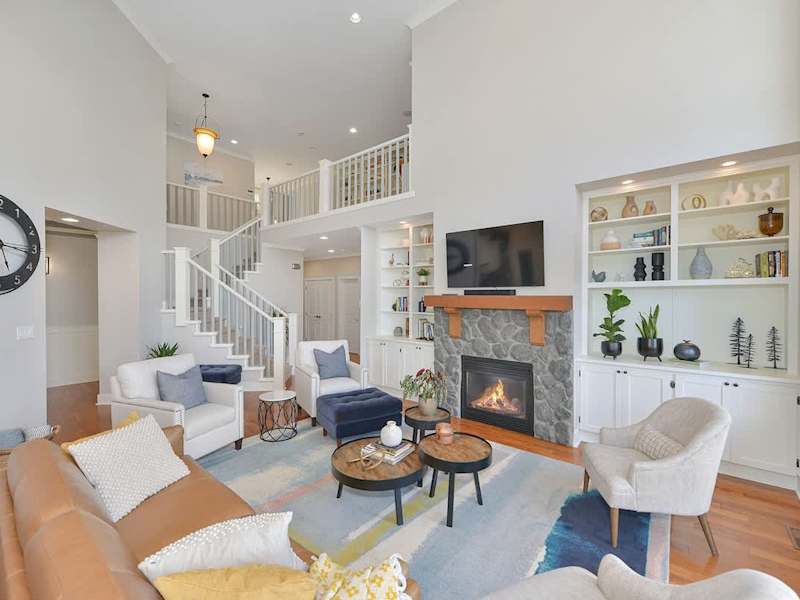 Open plan living room with spectacular views on the main floor.