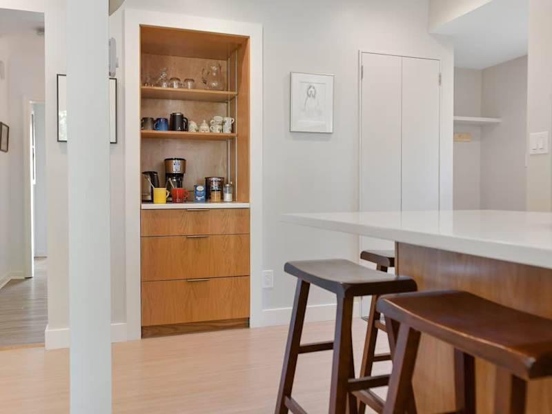 Dining table in the open plan kitchen space.