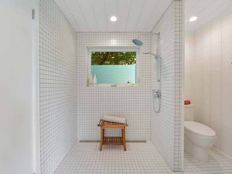 Inside the studio cottage bathroom.