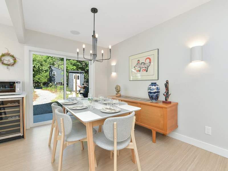 Dining table in the open plan kitchen space.