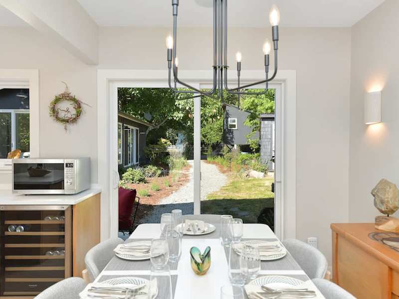 Dining table in the open plan kitchen space.