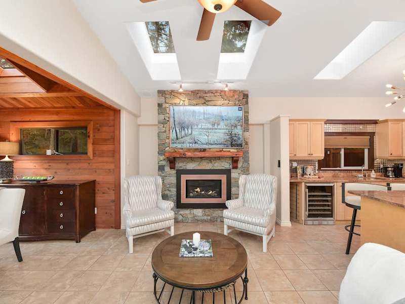 Skylights and fireplace