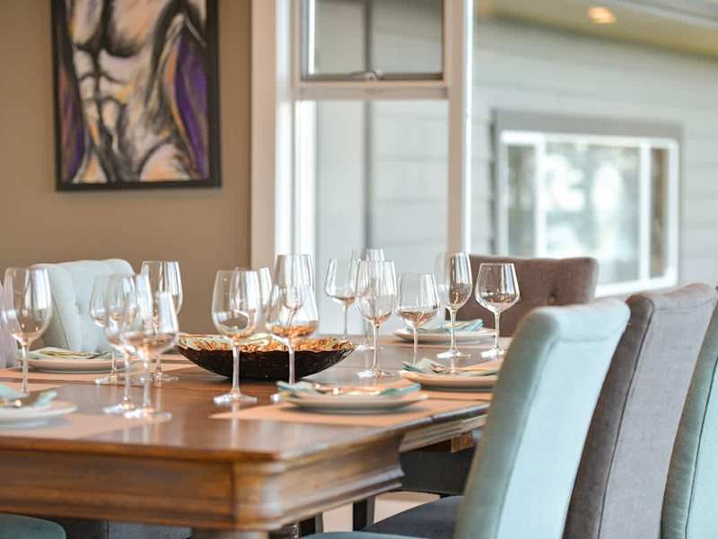 Dining room seats 8 with amazing views on the main floor.