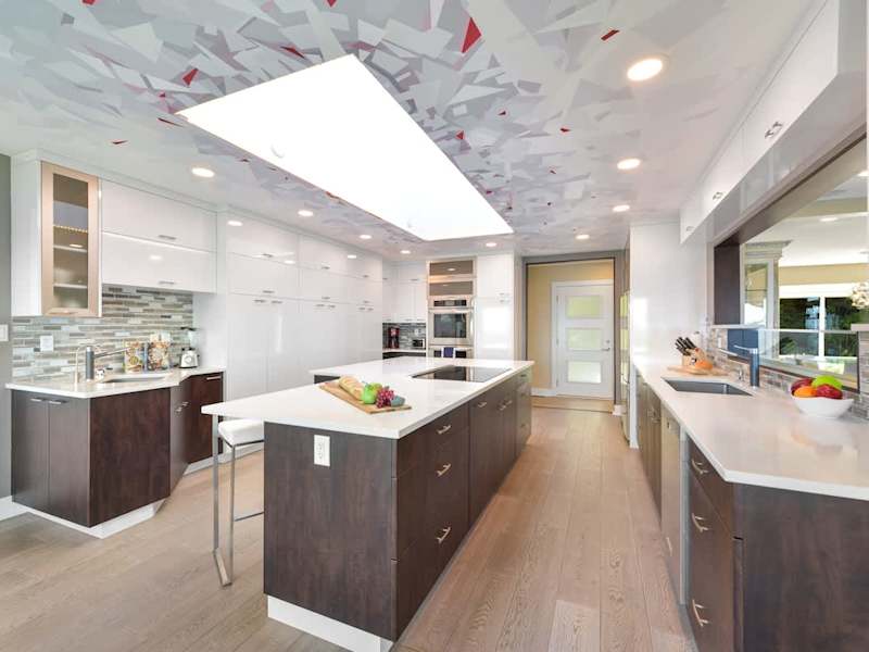 Well equipped and modern kitchen on the main level with amazing views of the ocean.