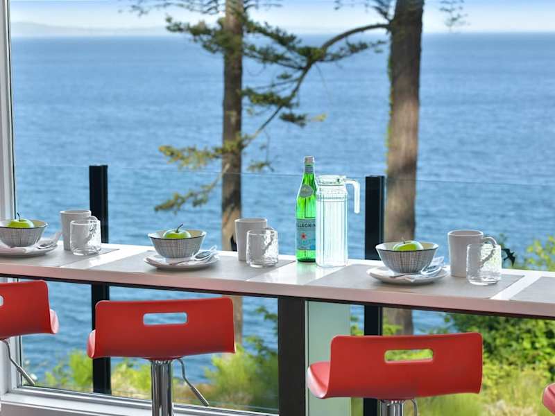 Breakfast bar in the main level kitchen with incredible views.