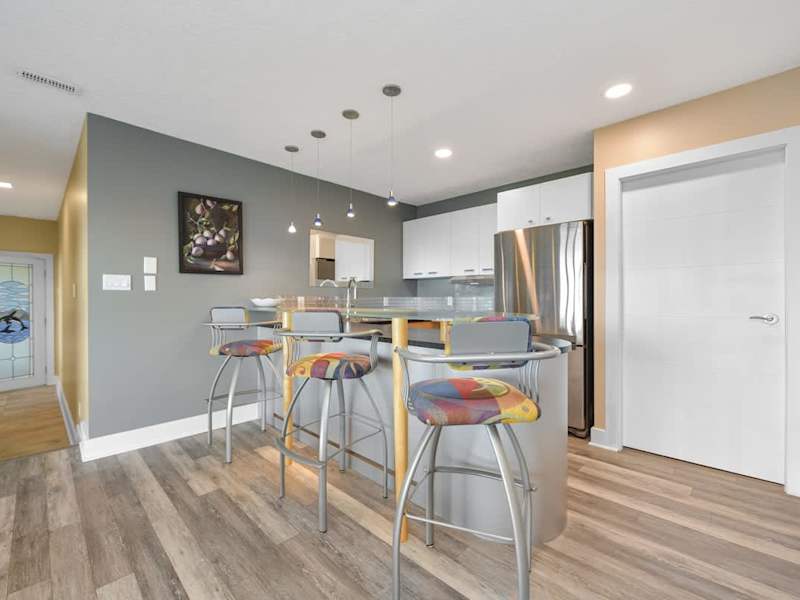 Ground floor wet bar and snack kitchen.