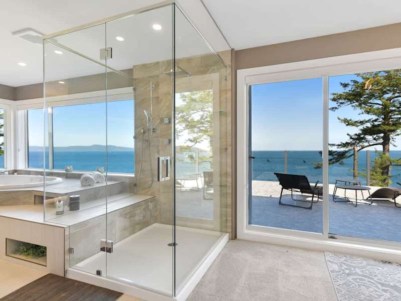 Primary bedroom second floor ensuite with spectacular views.