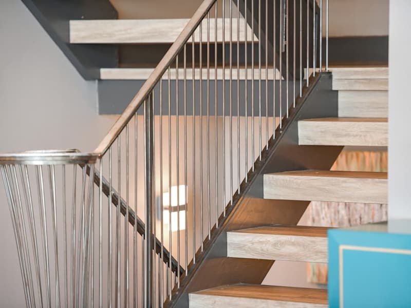 Staircases between floors.