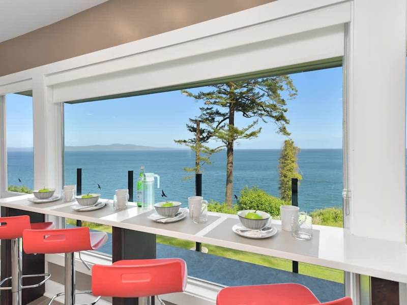 Breakfast bar in the main level kitchen with incredible views.