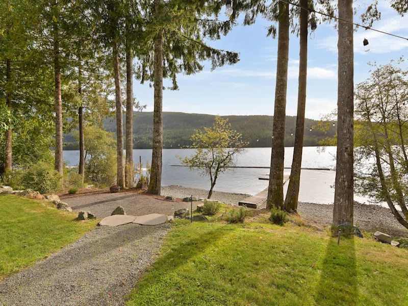Lakeside beach and private dock.