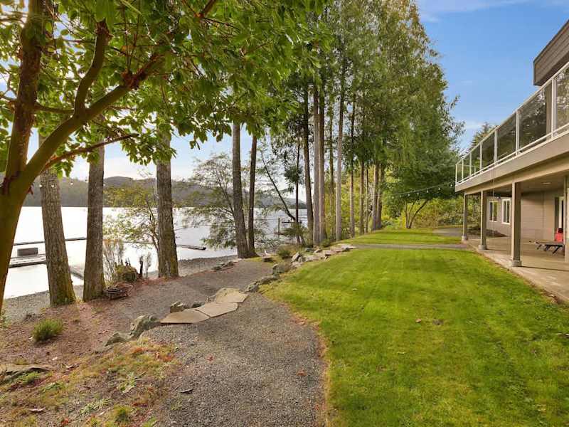 Large lakeside backyard.