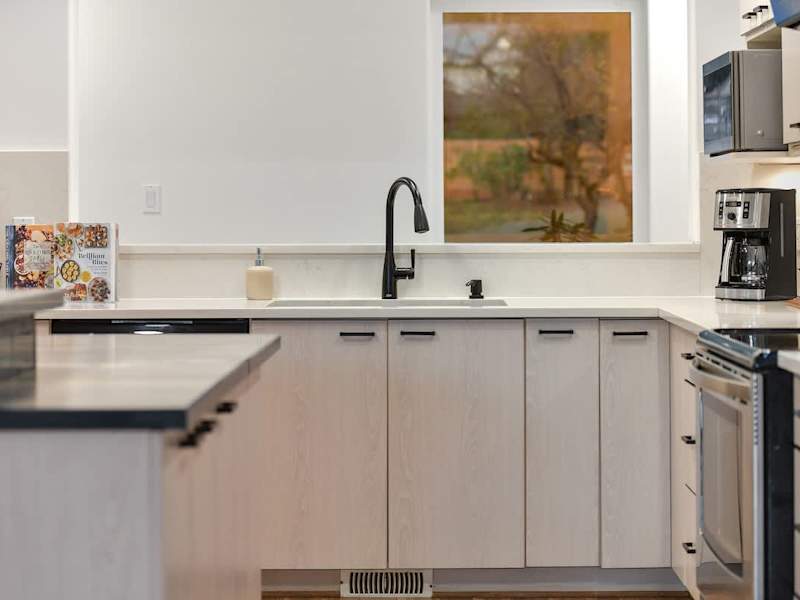 Main level fully equipped modern kitchen.