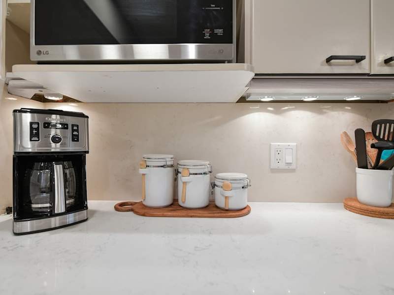 Main level fully equipped modern kitchen.
