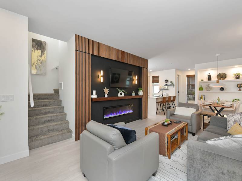 Living Room, Looking towards Dining and Kitchen, Stairs on the left lead to the upstairs bedrooms