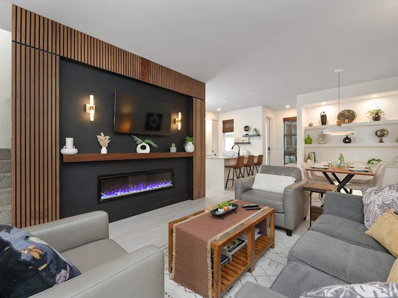 Living room, looking towards dining table and Kitchen area.