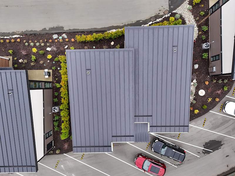 Sky view on the Sunridge Beachside Retreat showing parking.