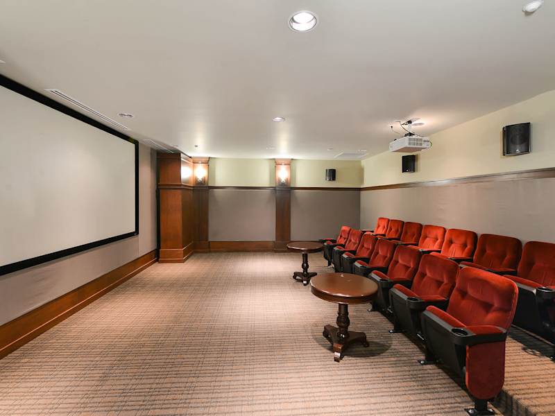 Common area theatre room for building residents.