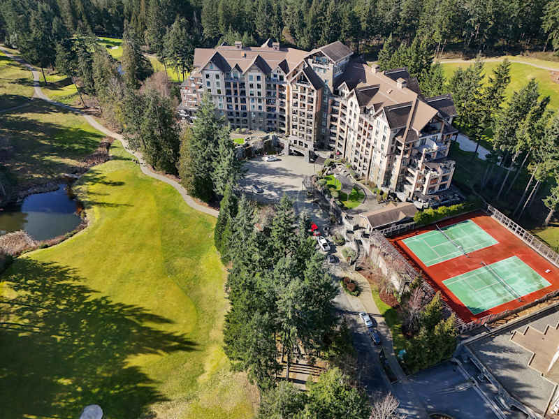 A sky view of the Finlayson Reach condominium development on Bear Mountain near Victoria BC.