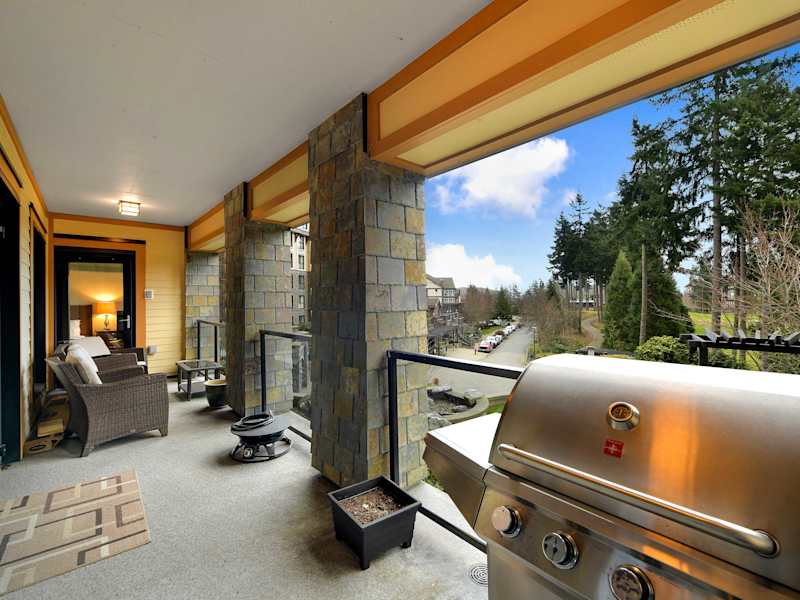 Spacious private balcony, views and BBQ grill.