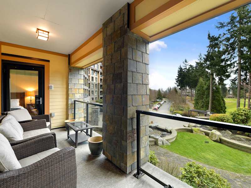 Spacious private balcony with views.