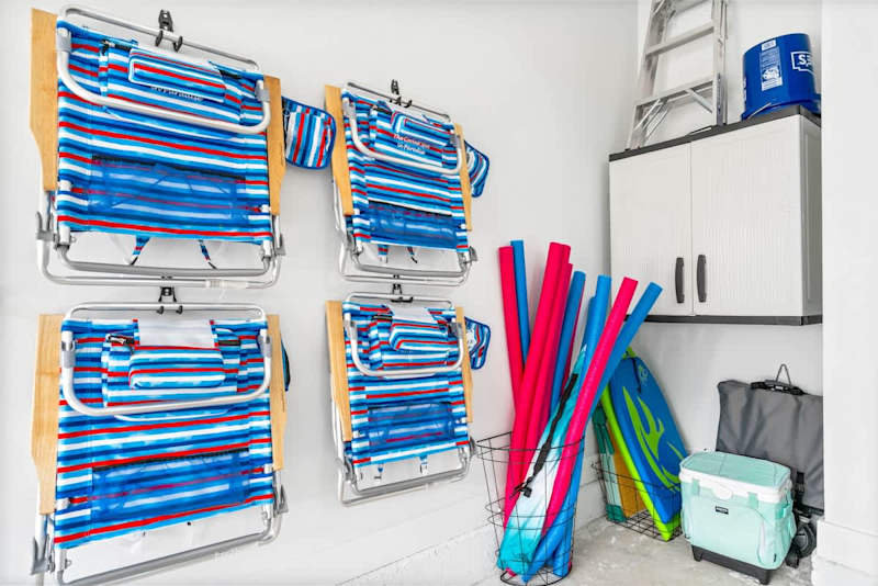 We provide everything you need for the beach including: beach chairs, pool noodles, beach wagon, umbrella, a cooler, and bags boards.