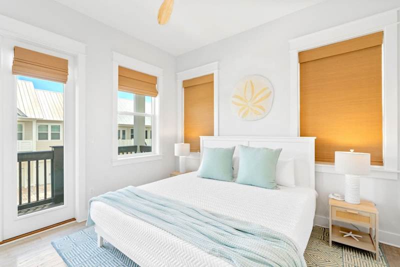 King bed in guest bedroom.
