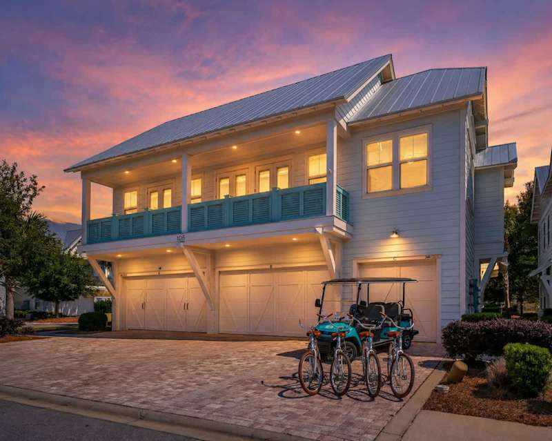Exterior of the home. Driveway space for 1 vehicle on the far right (single garage door)