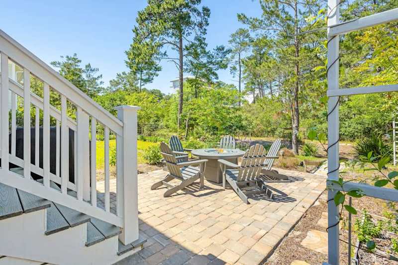 Gas fire pit, perfect for enjoying s'mores with the family!