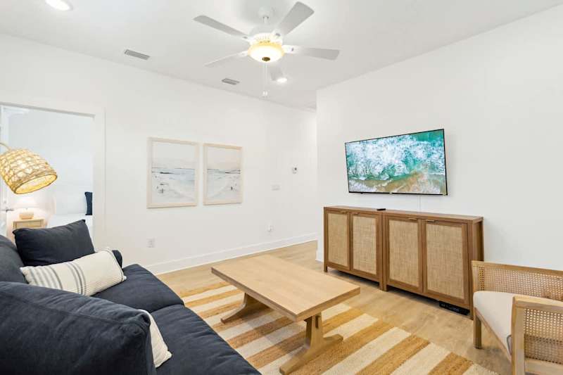 Loft living area with TV perfect for movie nights!