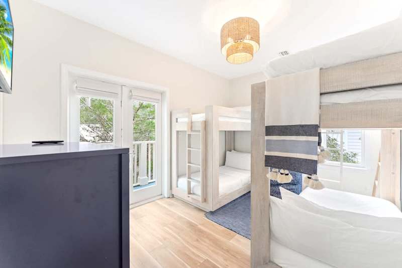 3rd floor bunk room with 4 twin beds.
