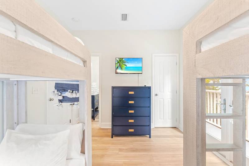3rd floor bunk room with 4 twin beds.