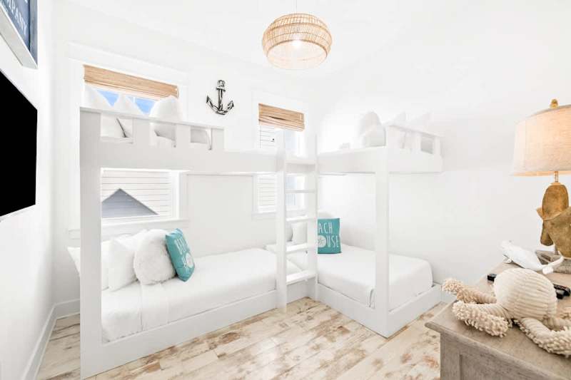 Bedroom on second floor featuring 4 twin bunks.