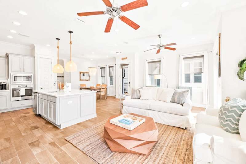 Living room features a Queen sleeper sofa.