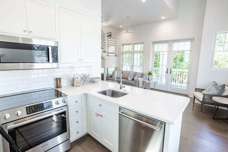 Carriage house has a full kitchen.