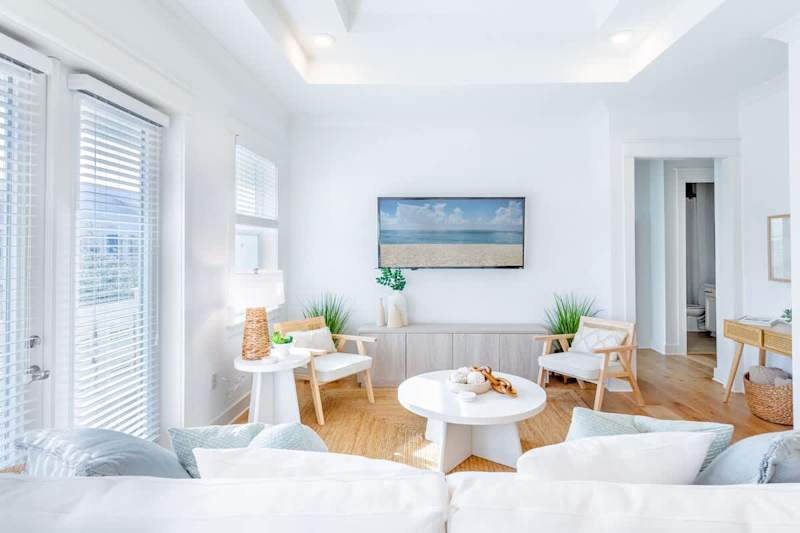Living room space has a smart TV.