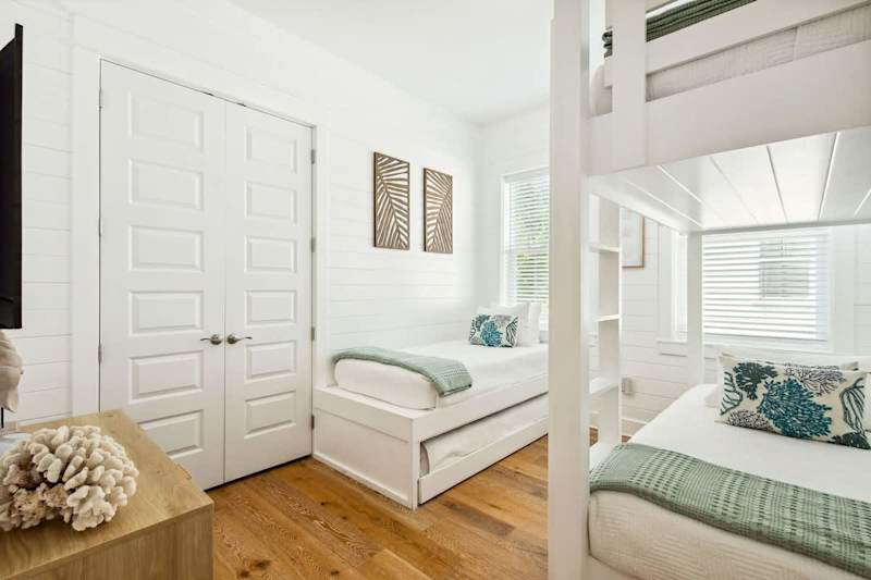 Bedroom #2 features a twin over twin bunk and twin trundle bed.