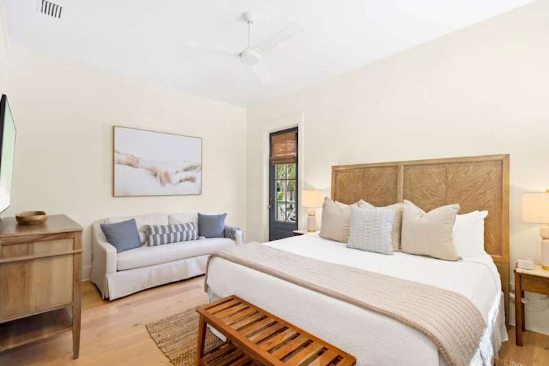 Bedroom #1 on the first floor features a king bed smart tv and ensuite.