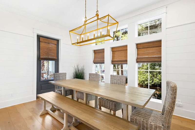 Dining room table features seating for 7.