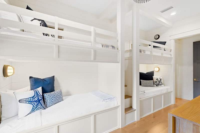 Bedroom #3 has custom built twin over twin bunk beds.